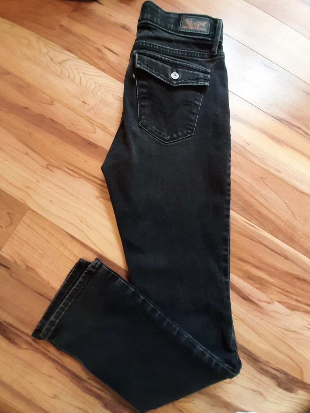 Levis Y2k Perfect Waist 525 Straight Leg Mid Rise Classic Black Denim Jeans
